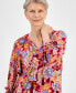 Women's Floral Print 3/4 Sleeve Ruffled-Cuff Top, Created for Macy's