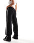 Kaiia wide leg side striped trousers in black