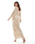 Фото #3 товара TFNC sequin kimono top maxi dress in gold