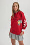 Coool Jean Michel Basquiat Oversize Fit Kapüşonlu Kırmızı Sweatshirt B3626ax23wn