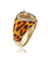 ფოტო #2 პროდუქტის Suzy Levian Sterling Silver Cubic Zirconia Brown Pear-cut Animal Print Ring