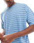 New Look blue stripe oversized tshirt in blue