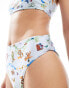 ASOS DESIGN high leg high waist bikini bottom in western print