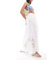 Фото #3 товара ONLY embroidered tiered maxi skirt in white