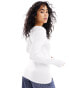 Фото #8 товара Vero Moda soft scoop neck long sleeve top in white