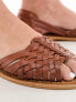 Фото #8 товара ASOS DESIGN Francis leather woven flat sandals in tan