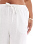 ASOS DESIGN Curve pull on culotte with linen in white