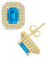 ფოტო #1 პროდუქტის Topaz (2-5/8 ct. t.w.) and Diamond (3/4 ct. t.w.) Halo Stud Earrings in 14K Yellow Gold