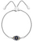 ფოტო #1 პროდუქტის EFFY® Sapphire (1/10 ct. t.w.) & Diamond (1/10 ct. t.w.) Evil Eye Bolo Bracelet in 14k Gold & Sterling Silver