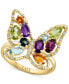 ფოტო #1 პროდუქტის Multi-Gemstone (1-3/4 ct. t.w.) & Diamond (1/8 ct. t.w.) Butterfly Ring in 14k Gold