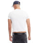 ASOS DESIGN cropped muscle t-shirt in white with text chest print