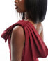 Фото #4 товара Vesper one shoulder bow detail maxi dress in dark red