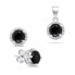 Sparkling silver jewelry set with zircons SET230WBC (earrings, pendant)