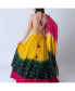 Фото #4 товара Women's Multicolor Lehenga Choli with Off Shoulder Blouse and Layered Lehenga