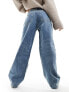 Mango straight leg washed jeans in light blue