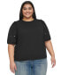 Фото #1 товара Women's Plus Size Embellished Puff Sleeve Top, First@Macy’s