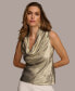 Women's Metallic Cowl Neck Tank