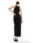 Pull&Bear racer neck midi dress in black Черный, S - EU 36 - фото #4