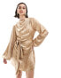 Фото #2 товара Pretty Lavish tie waist satin mini dress in matte gold