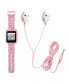 ფოტო #1 პროდუქტის Kid's Pink Unicorn Silicone Strap Touchscreen Smart Watch 42mm with Earbuds Gift Set