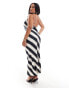 ASOS DESIGN Curve high neck cowl midi dress in bold mono stripe Разноцветный, 48 - фото #2