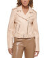 ფოტო #1 პროდუქტის Women's Faux-Leather Belted Hem Moto Jacket