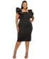 ფოტო #1 პროდუქტის Plus Size Charlie Neoprene Flutter Sleeve Dress