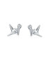 Фото #1 товара 3D Geometric Origami Jewelry Small Animals Bird Swan Crane Stud Earring For Women Sterling Silver