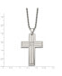 Polished with CZ Grooved Cross Pendant on a Rope Chain Necklace