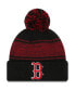 Фото #1 товара Men's Black Boston Red Sox Chilled Cuffed Knit Hat with Pom