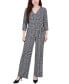 ფოტო #1 პროდუქტის Petite 3/4 Sleeve Printed Belted Jumpsuit