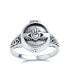 ფოტო #1 პროდუქტის BFF Celtic Irish Friendship Couples Promise Heart Memorial Keepsake Claddagh Locket Ring For Men For Women Oxidized .925 Sterling Silver