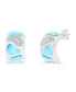 ფოტო #1 პროდუქტის Larimar and Cubic Zirconia Accent Mosaic Half Hoop Earrings in Sterling Silver
