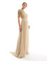 Фото #1 товара Virgos Lounge raina maxi dress in beige with gold embellishment