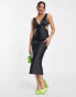 Фото #1 товара Parallel Lines cut out satin slip midi dress in black