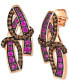 Chocolatier® Bubble Gum Pink Sapphire (5/8 ct. t.w.) & Chocolate Diamonds (3/8 ct. t.w.) Swirly Drop Earrings in 14k Rose Gold