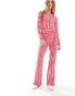 Фото #1 товара Neon Rose spliced stripe wide leg trousers co-ord in red and pink