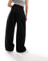 River Island pleated wide leg trouser in black