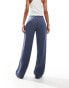 Pull&Bear pull on textured trousers in blue