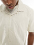 Weekday Charlie boxy fit short sleeve shirt in beige