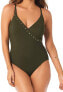 Фото #1 товара Amoressa Women’s 180620 Freedom Naomi One Piece Swimsuit Olive Size 14