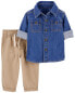 Baby 2-Piece Denim Button-Front & Pull-On Pant Set 24M