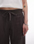 Фото #2 товара Topshop petite linen low rise draw cord waist straight leg trouser in charcoal