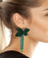 Faux Stone Pave Bow Fringe Earrings