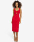 ფოტო #1 პროდუქტის Women's Ruched-Front Cutout Sleeveless Midi Dress