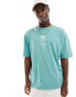 ASOS DESIGN oversized t-shirt in washed green with vegetable chest print