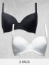 Фото #1 товара ASOS DESIGN 2 pack microfibre moulded t-shirt bra in black & white