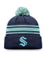 Фото #1 товара Men's Navy Seattle Kraken Special Edition 2.0 Cuffed Knit Hat with Pom