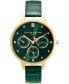 ფოტო #1 პროდუქტის Women's Multifunction Green Leather Strap Watch 34mm