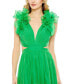 ფოტო #3 პროდუქტის Women's Ruffled Shoulder Cut Out Soft Tie Back Tiered Gown